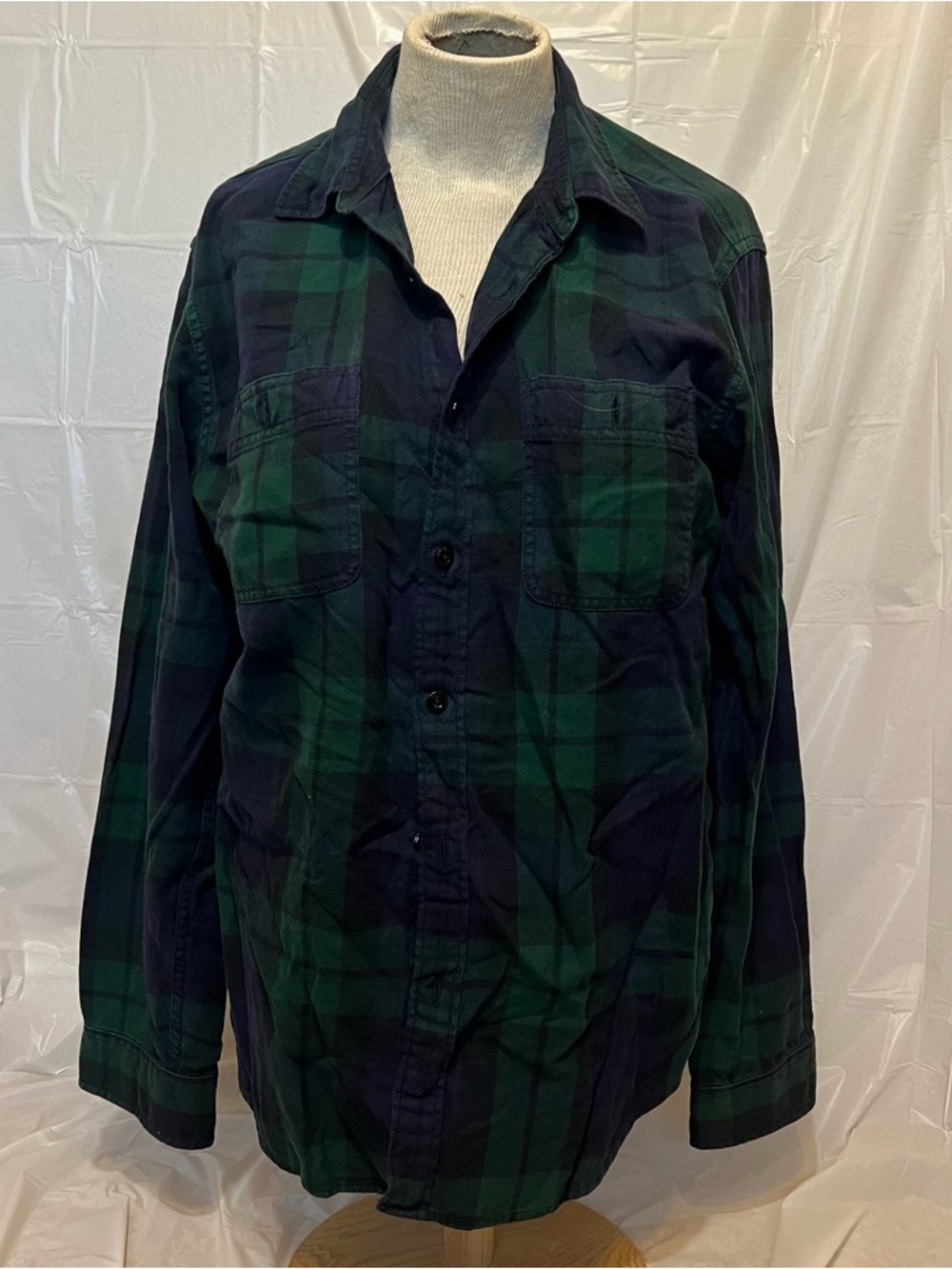 J.Crew‎ Blackwatch Plaid Button Down Shirt Medium Green Navy Flannel